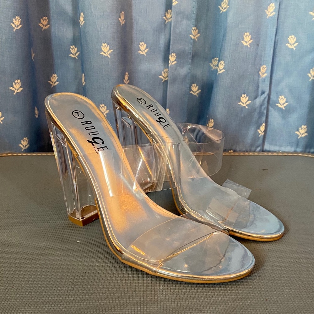 Y2K 90s clear heels clear strappy sandals size 7